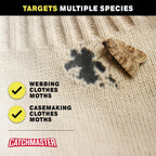 Catchmaster Clothing Moth Traps with Premium Extra Strength Odorless Pheromone Technology – Red, XL, Extra-Strength Glue – Traps & Targets Casemaking and Webbing Moths - 6-Pack