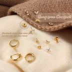 25Pcs Hypoallergenic Flat Back Earrings Cartilage Hoop Sets for Women