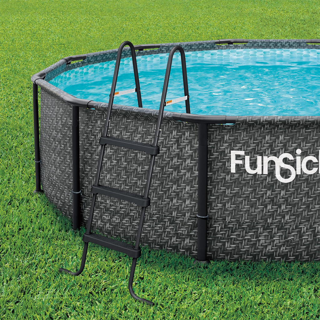 Funsicle SureStep 3 Step Lightweight Steel Outdoor Above Ground Swimming Pool Ladder with Non Slip Feet for Outdoor Use, Black