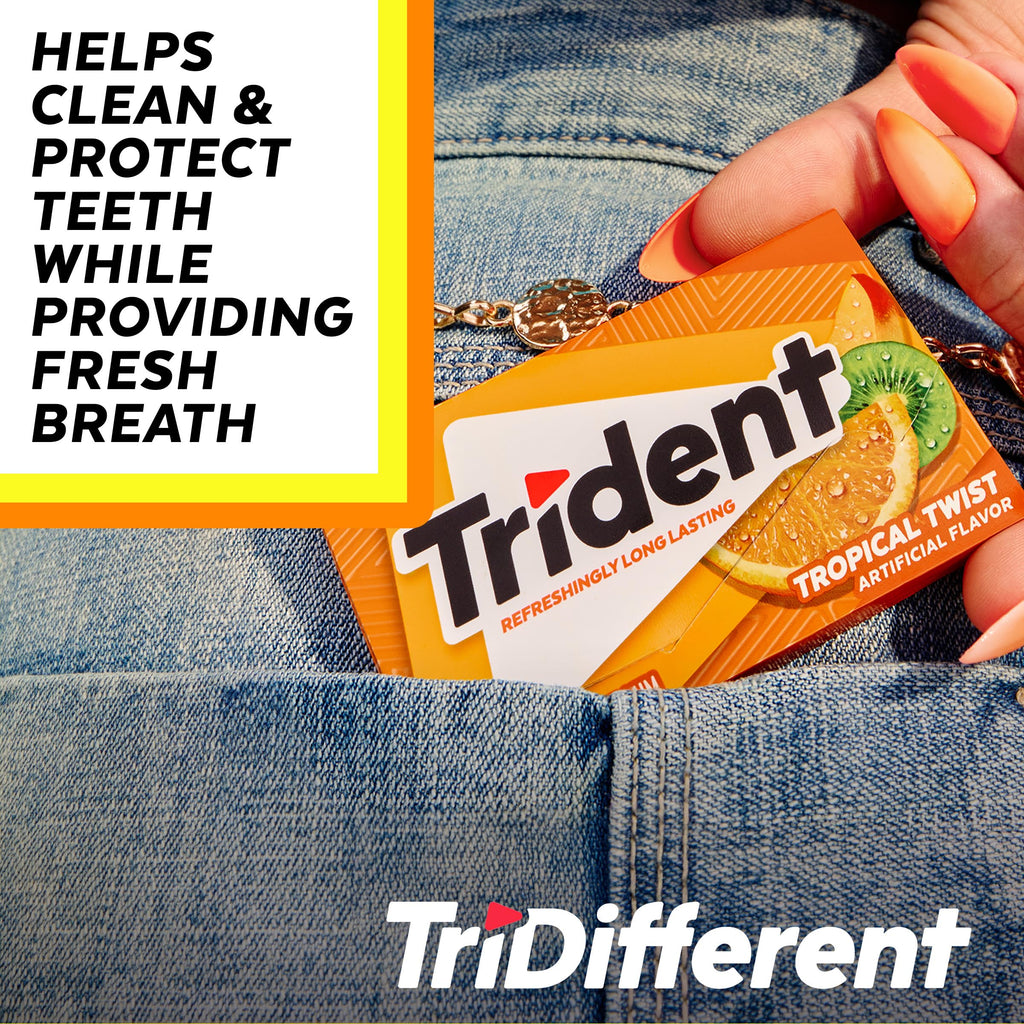 Trident Tropical Sugar-Free Gum, 12 Packs of 14 Pieces (168 Total Pieces)