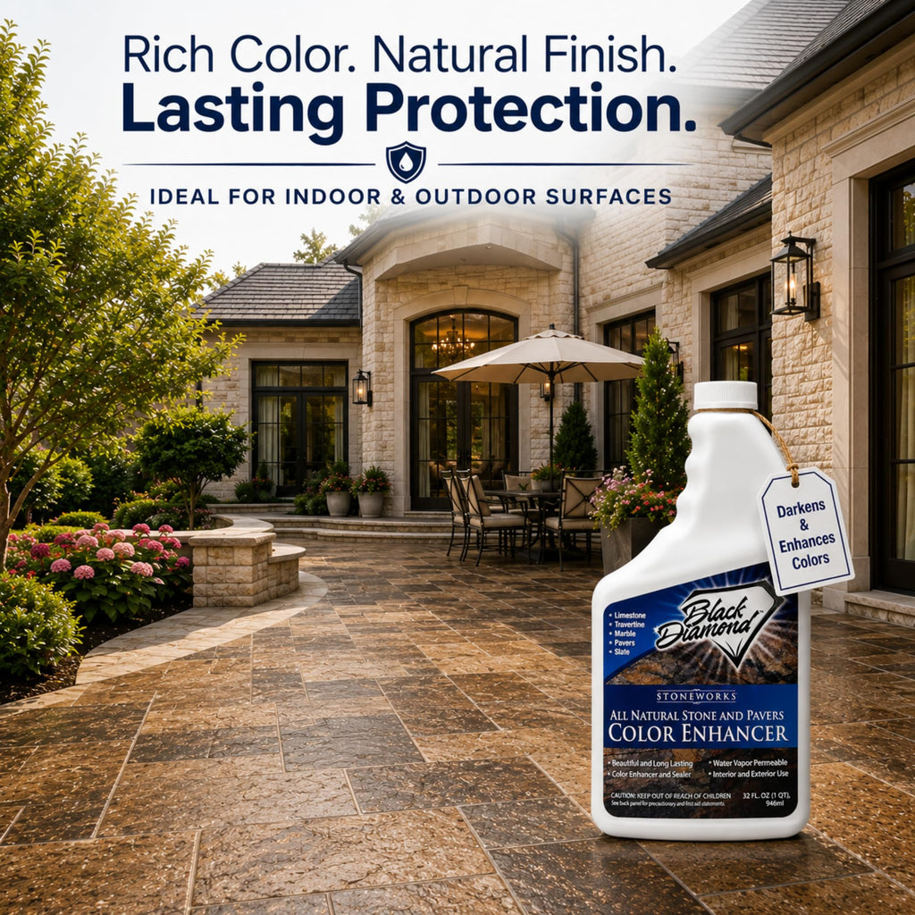 Color Enhancer Sealer for All-Natural Stone and Pavers. Marble, Travertine, Limestone, Granite, Slate, Concrete, Grout, Brick, Block. (1-Quart)