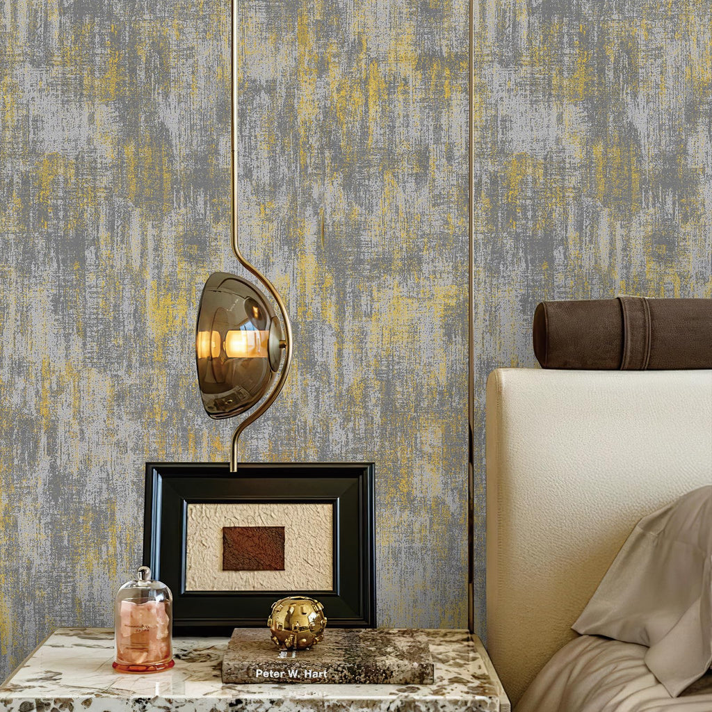 JiffDiff Vintage Metallic Peel and Stick Wallpaper Industrial Metallic Concrete Wall Paper Modern Stick on Wallpaper Self Adhesive Contact Paper(17.3" x 800" Light Gray)