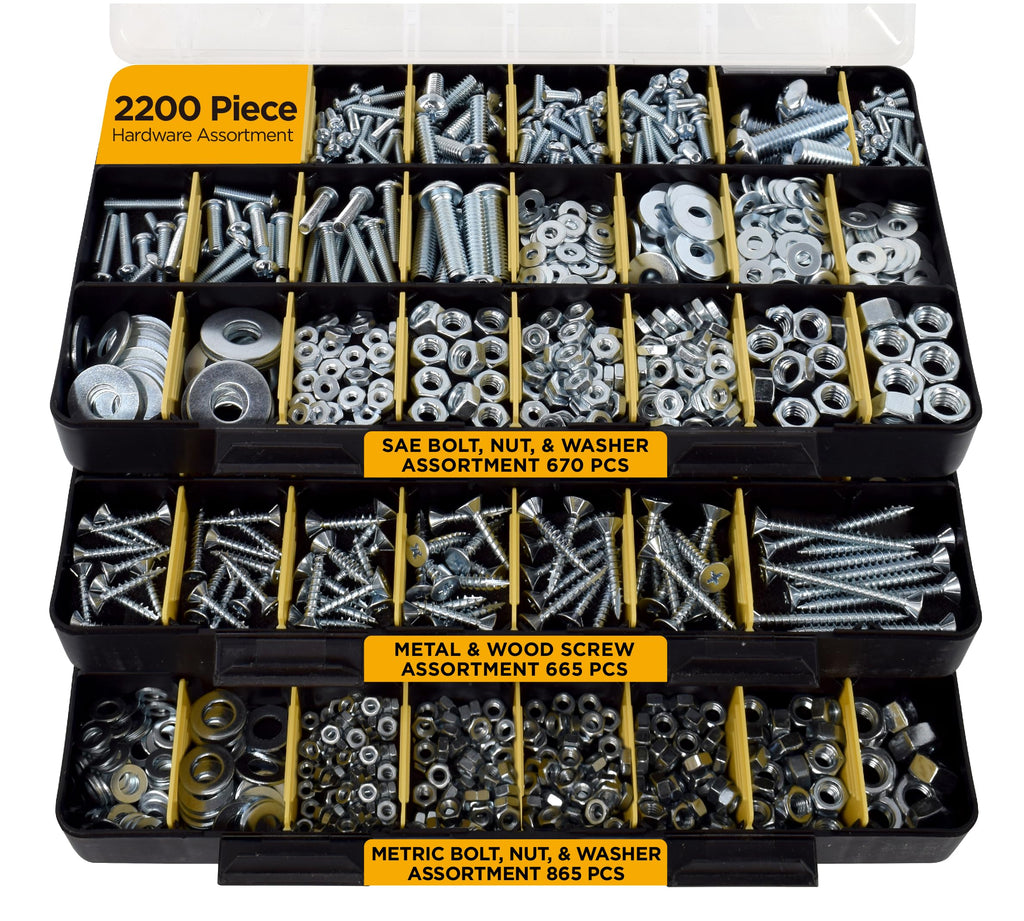 Jackson Palmer 2251 Piece Hardware Assortment Kit with Screws, Nuts, Bolts & Washers (3 Trays)…