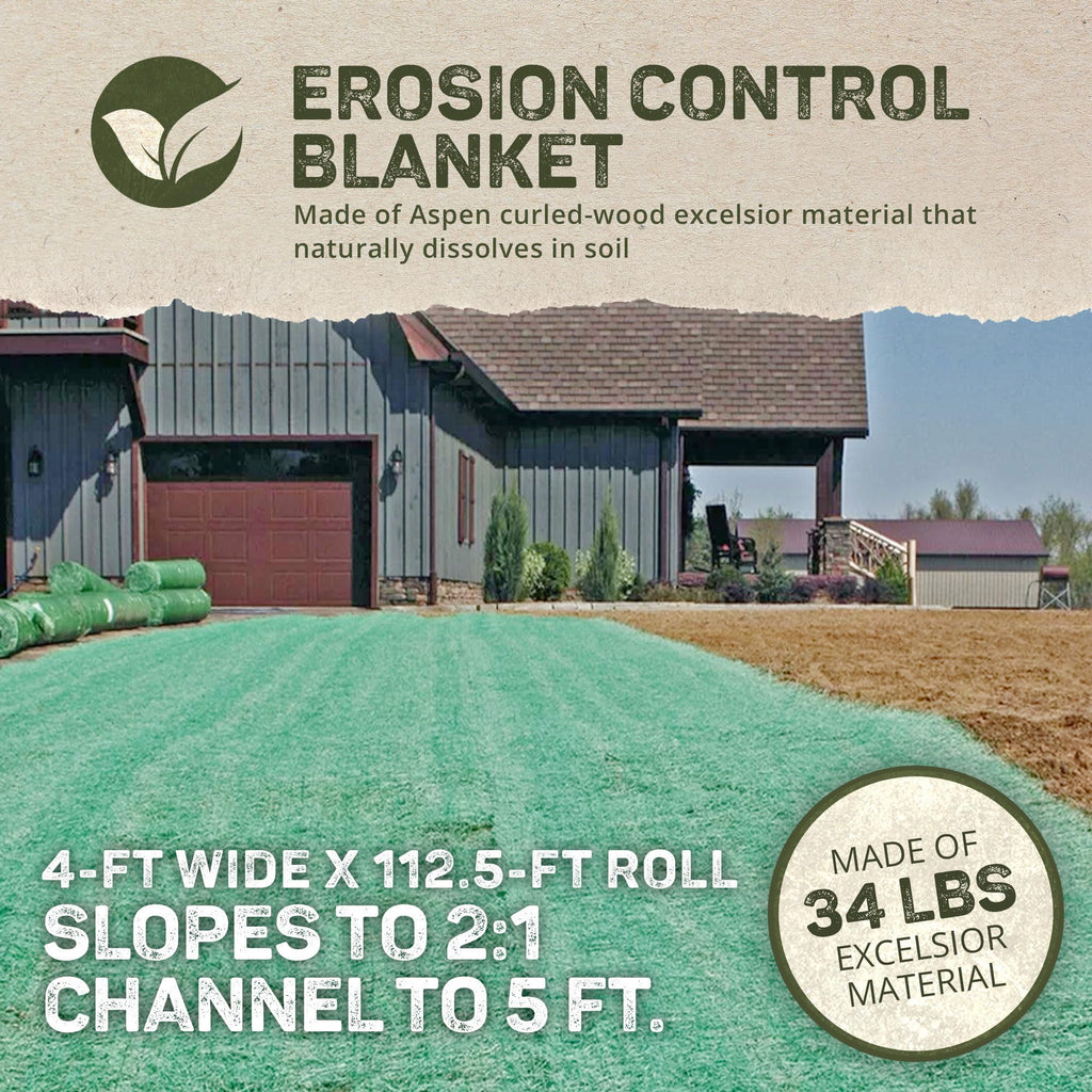 Dewitt Single Net Excelsior Erosion Control Blanket, 4x112.5 Ft, Green