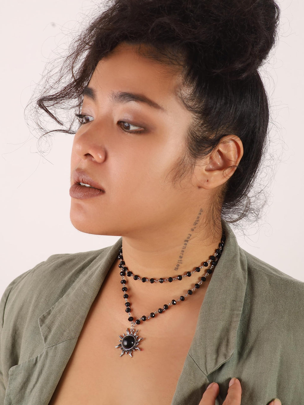 Black Crystal Sun Choker, Black Jewelry, Gothic Emo Punk Grunge Necklace