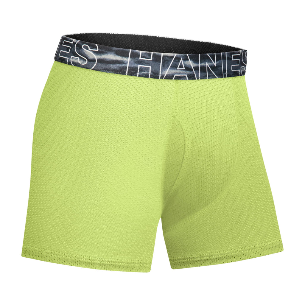 Hanes Boys' Moves Performance Underwear Boxer Brief, 6-pack, All Over Mesh Moisture Wicking Boxer Briefs, Large
