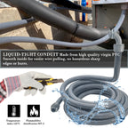 Wocloer Liquid-Tight Conduit - 3/4inch 25 Foot Flexible Non Metallic Liquid Tight Electrical Conduit Kit, With 4 Straight and 3 90-Degree Conduit Connector Fittings.3/4" Dia