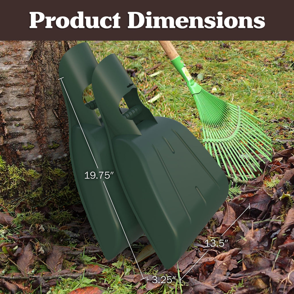 Leaf Scoops Hand Rakes - Lightweight, Durable Grabber Tool for Scooping Up Leaves, Spreading Mulch, Gardening, and Yard Work by Pure Garden (Green)