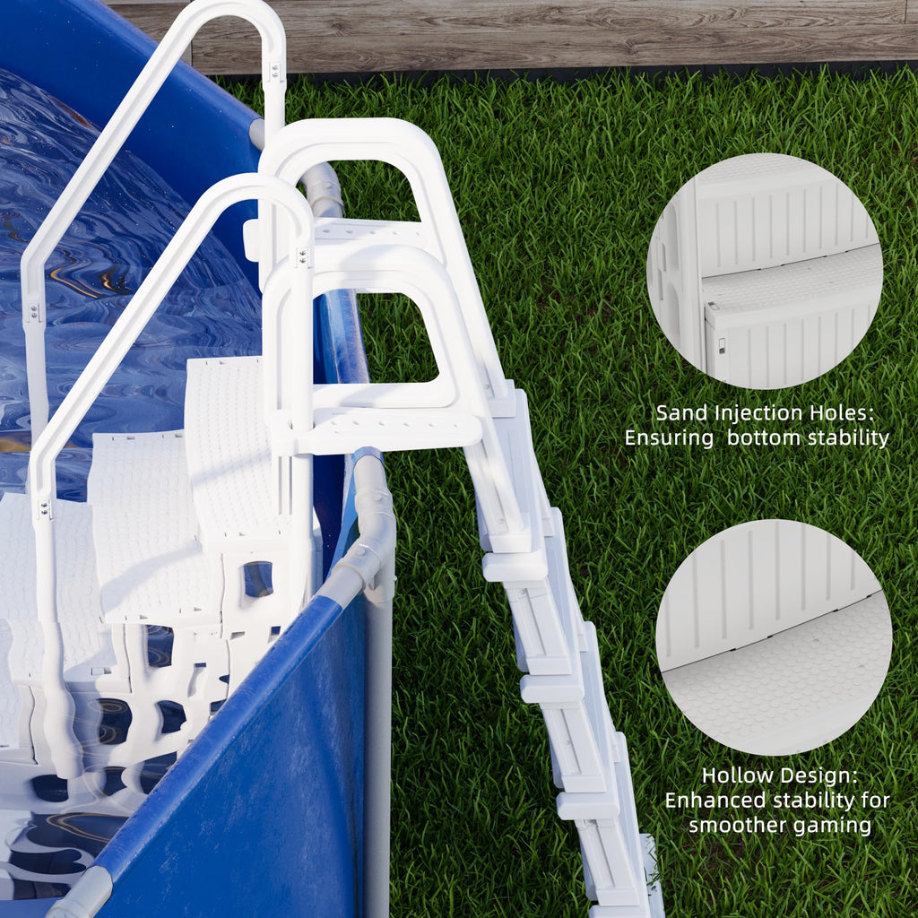 UPHYB Pool Ladder, 3-Step Pool Stairs with Double Handrails and Non-Slip Steps for 36-50” Above Ground and In-Ground Pools, White