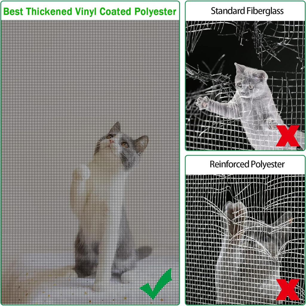 QWR Pet Proof Window Screen Replacement Kit, 48"x118" Durable High Hardness Screen Mesh Replacement Window Screens Repair Kit for Sliding Screen Door,Patio and Windows.(Folded Package with Tool Kit)