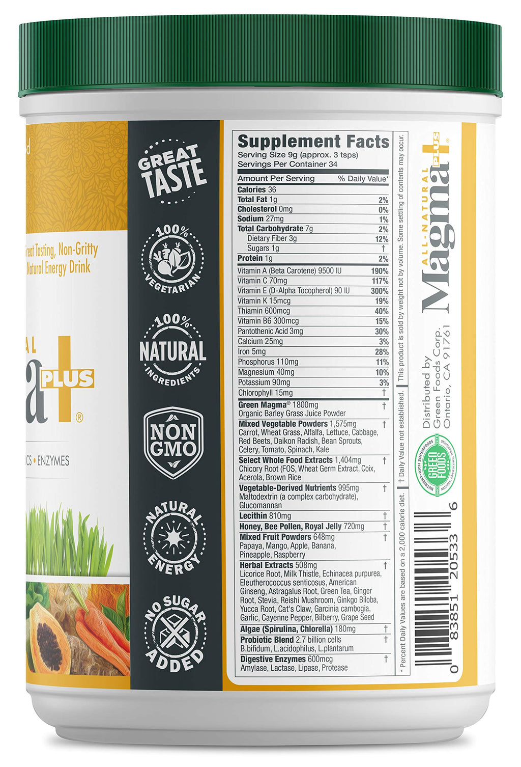 Green Foods Magma Plus Powder 10.6 Ounces