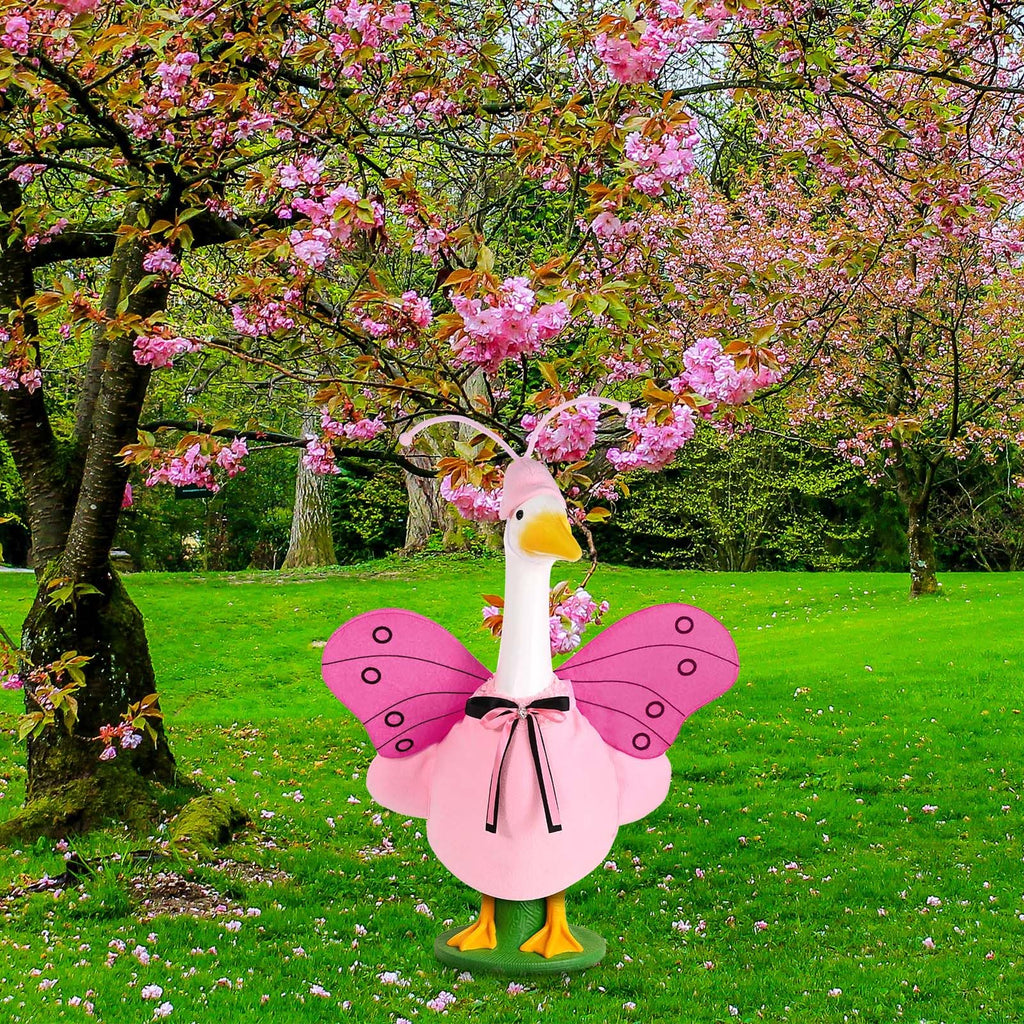 Bolsome Summer Goose Outfit Porch Goose Butterfly Outfit 23 Inch Garden Goose Butterfly Clothes with Wings Antenna Hat for Summer Holiday Outdoor Patio Yard Lawn Art Decor