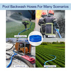 OasisTrim 2" x 50FT Pool Backwash Hose, Heavy-Duty Pool Hose, Lay Flat Discharge Hose, Durable Burst Resistant, Pool Filter Pump Water Drainage, Sump Pump Discharge, with 2 Clamps