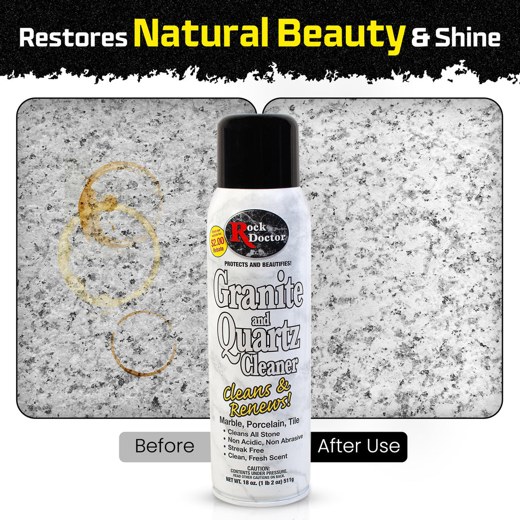 Rock Doctor Granite Cleaner - Cleans& Renews Surfaces - (18 oz) Surface Cleaner Spray, Granite/Marble Countertop Cleaner, Cleaning Spray for Vanity, Table Top, Kitchen Counters, Stone Surfaces
