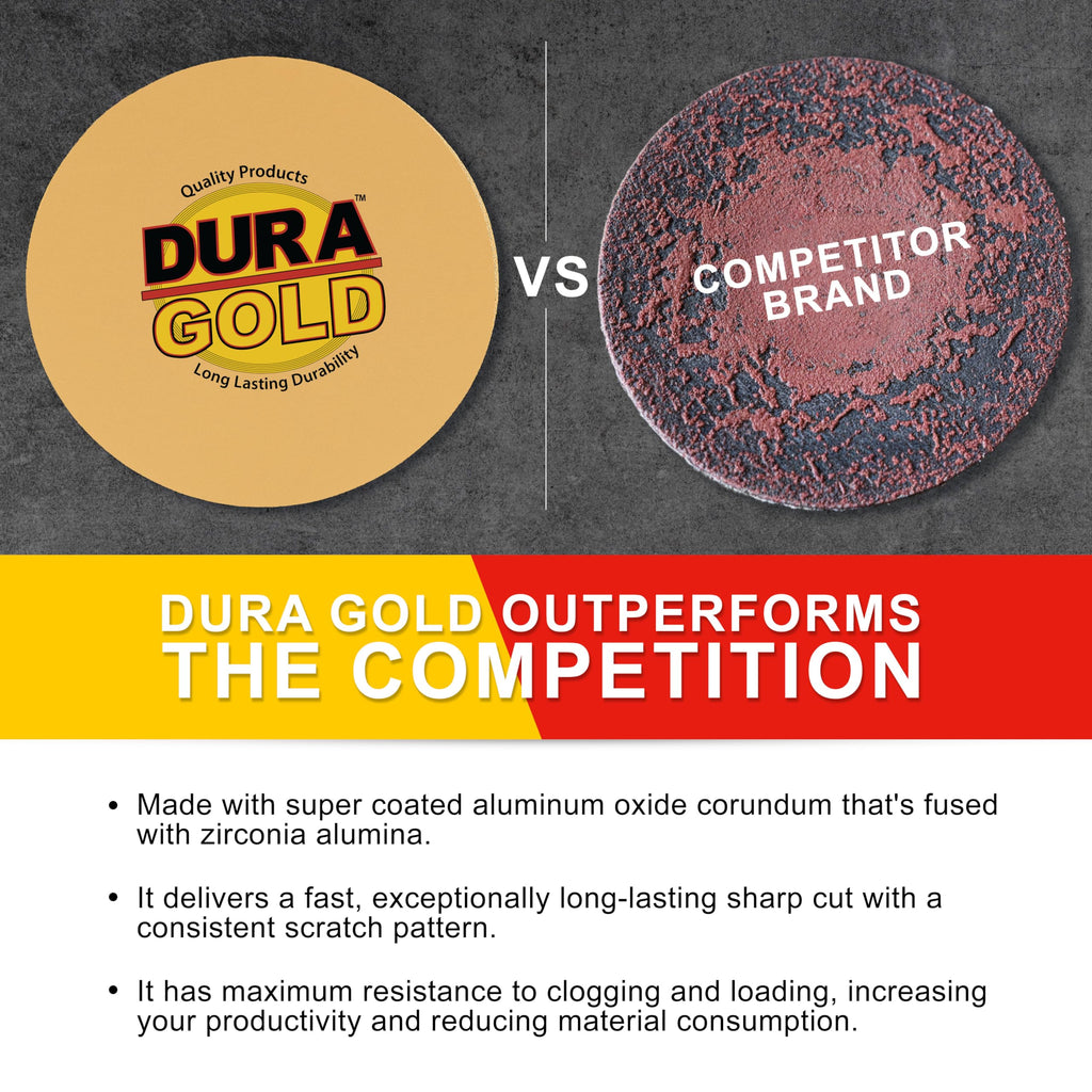 Dura-Gold Premium 6" Gold PSA Sanding Discs - 220 Grit, Box of 50 - Self Adhesive Stickyback Sandpaper for DA Sander, Finishing Coarse-Cut Abrasive - Sand Automotive Car Paint, Woodworking Wood, Metal