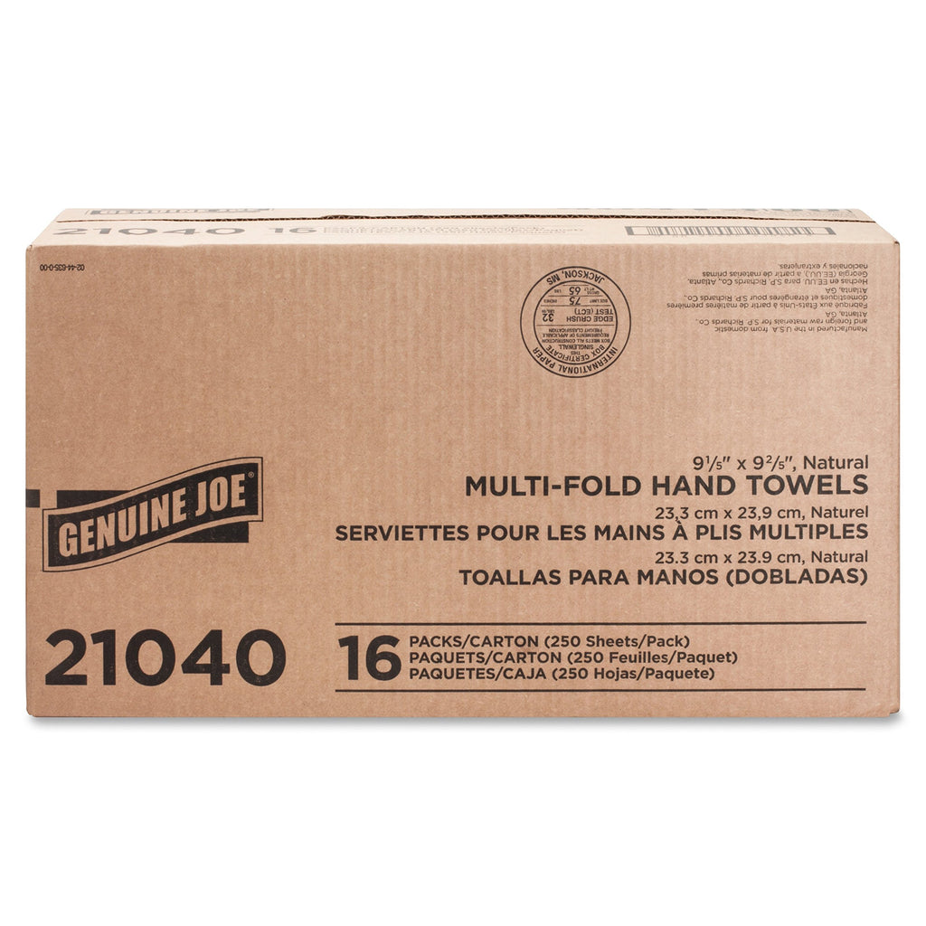 Genuine Joe GJO21040 Multifold Natural Towels (16 Packs, 250 per pack)