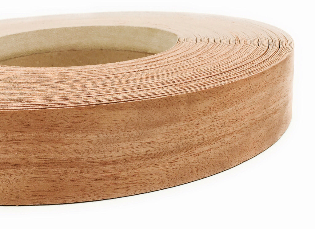 Edge Supply Mahogany 2 in x 25 ft Roll – Pre-Glued Iron On Wood Veneer Tape – Wood Veneer Edge Banding Tape with Hot Melt Adhesive, Smooth Sanded Finish Ideal for Furniture & DIY, Made in USA