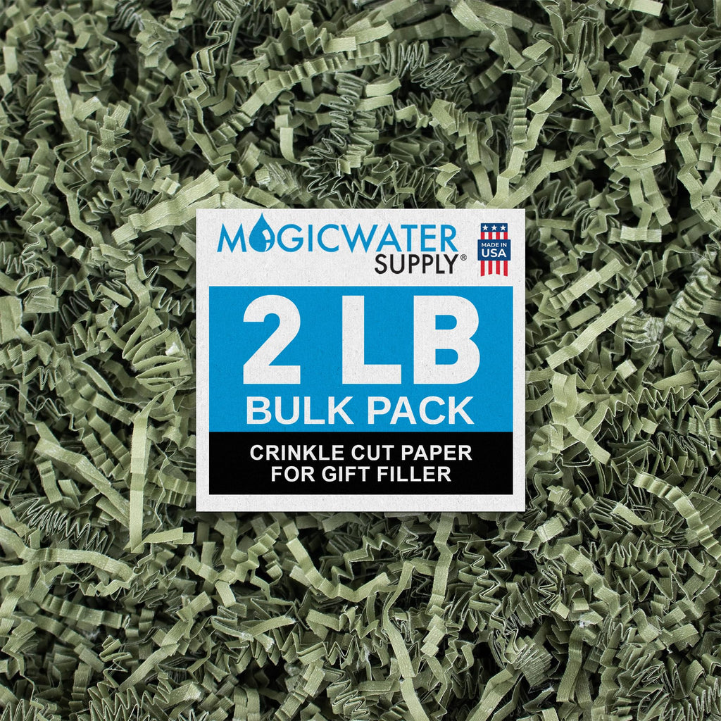 MagicWater Crinkle Cut Paper for Gift Baskets - 2LB - Army Green - Perfect for Shredded Paper Filler, Basket Filler, Gift Boxes, Bridesmaid Gifts, Christmas Stuffers & More – Ideal for All Occasions