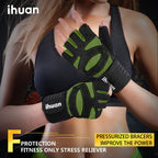 ihuan Ventilated Weight Lifting Gym Workout Gloves with Wrist Wrap Support for Men & Women, Full Palm Protection, for Weightlifting, Training, Fitness, Hanging, Pull ups (Dark Green, S)