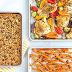 Nordic Ware Naturals 3 Piece Set - USA Made Aluminum Commercial Quality Sheet Pan for Baking or Roasting, Encapsulated Galvanized Steel Rim Prevents Warping; Half Sheet, Jelly Roll and Quarter Sheet