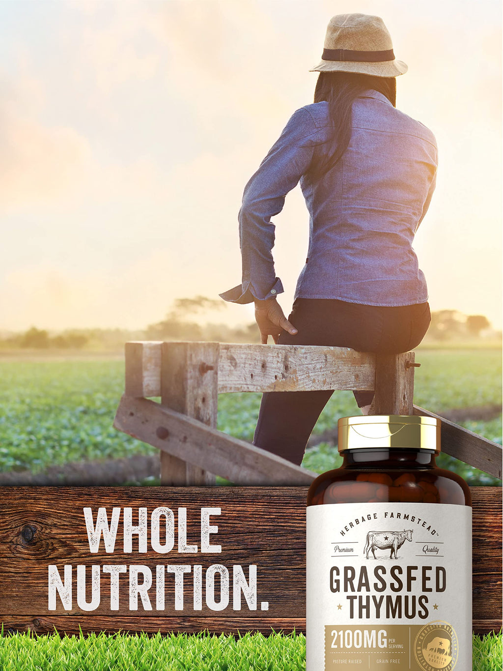 Carlyle Grass Fed Beef Thymus | 2100mg | 200 Capsules | Bovine Supplement | Pasture Raised, Non-GMO, Gluten Free | by Herbage Farmstead