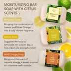 O NATURALS 100% Natural Bar Soap - Gift Set - Organic Ingredients & Essential Oils - Spa Gifts for Women & Men, Body Wash & Face - 6PC Citrus Soap Collection