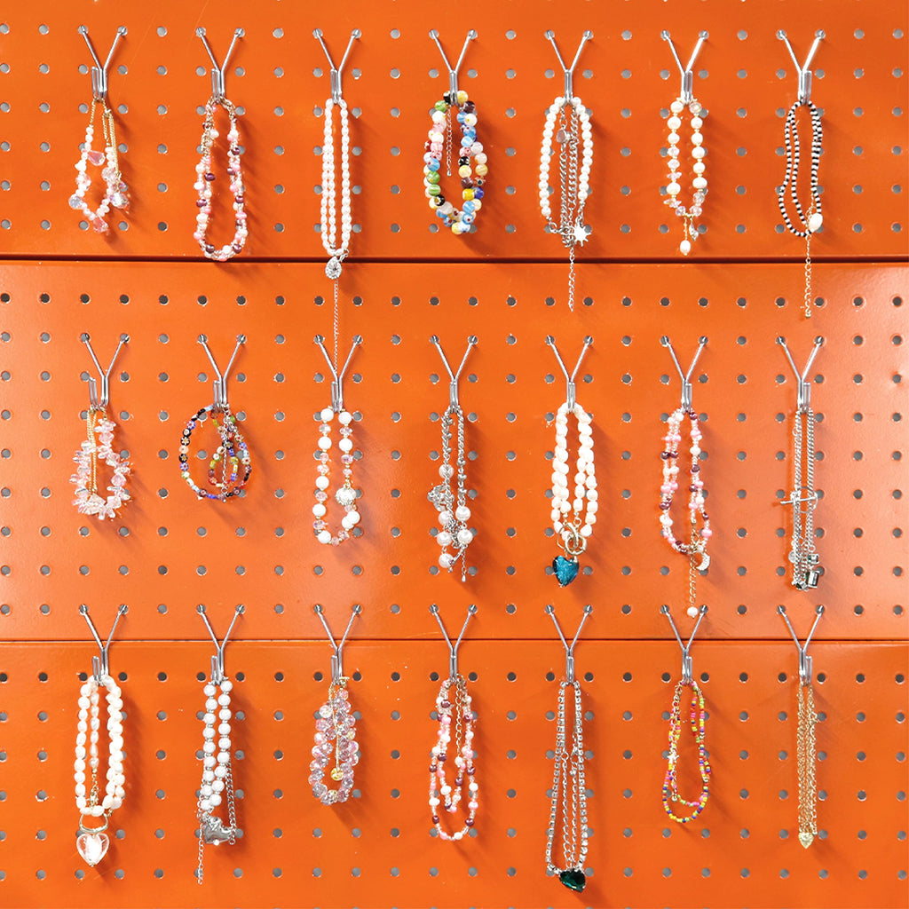 HUHOLE 80 Pack Pegboard Hooks J-Hook – 1 Inch Silver J Hooks for Pegboard – Heavy Duty Peg Board Hooks for Hanging Jewelry, Keys, Retail Items & Small Tools – Fits 1/8” & 3/16” Pegboards