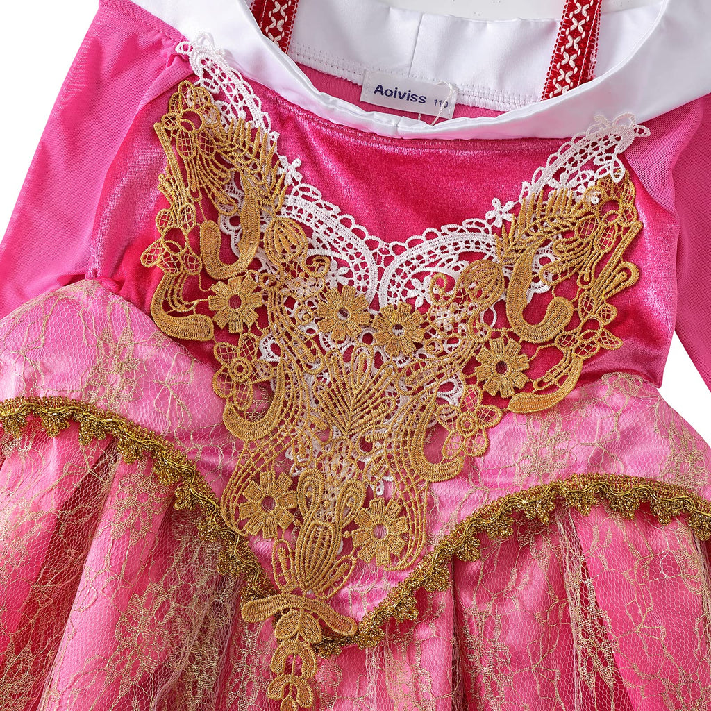 Aoiviss Girls Princess Costume Dresses Pink Fancy Princess Dress Up Clothes