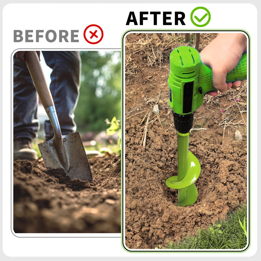 TCBWFY 4"x12" Auger Drill Bit for Planting and Digging Holes, Garden Plant Flower Bulb Rapid Bulb Planter Earth Auger Bit Post or Umbrella Hole Digger for 3/8" Hex Drive Drill