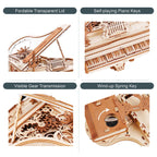 ROKR 3D Wooden Puzzles for Adults 223pcs Piano Model Kit 1:20 Scale Building Puzzles Wooden Music Box Unique Gift for Men Women Hobbies for Birthday Christmas