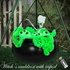 AYGXU Halloween Decorations Outdoor Indoor,Large Witches Cauldron on 52" Tripod with String Lights, Skeleton and Eyeballs,Hocus Pocus Decor,Witches Cauldron for Yard Patio Garden Lawn Decorations.