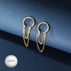 Reffeer Solid 925 Sterling Silver Minimalist Cuff Earrings Chain for Women Teens Cartilage Wrap Earrings Helix Cuffs (B-18K Gold)