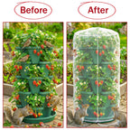 Warmfarm 2 Pcs Vertical Plant Pot Insect Netting,5-Tier Stackable Planter Garden Net Cover for Strawberry, Planter Pot Protection Mesh with Drawstring for Strawberry Herb Vegetable Flower Fruit