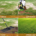Lawn Leveling Rake, 60 inch 27"x10" Levelawn Tool, Heavy Duty Effort Saving Lawn Level Tool, Stainless Steel Handle Lawn Leveler for Yard Garden Golf Course, Ease Level Soil Sand Dirt Surfaces