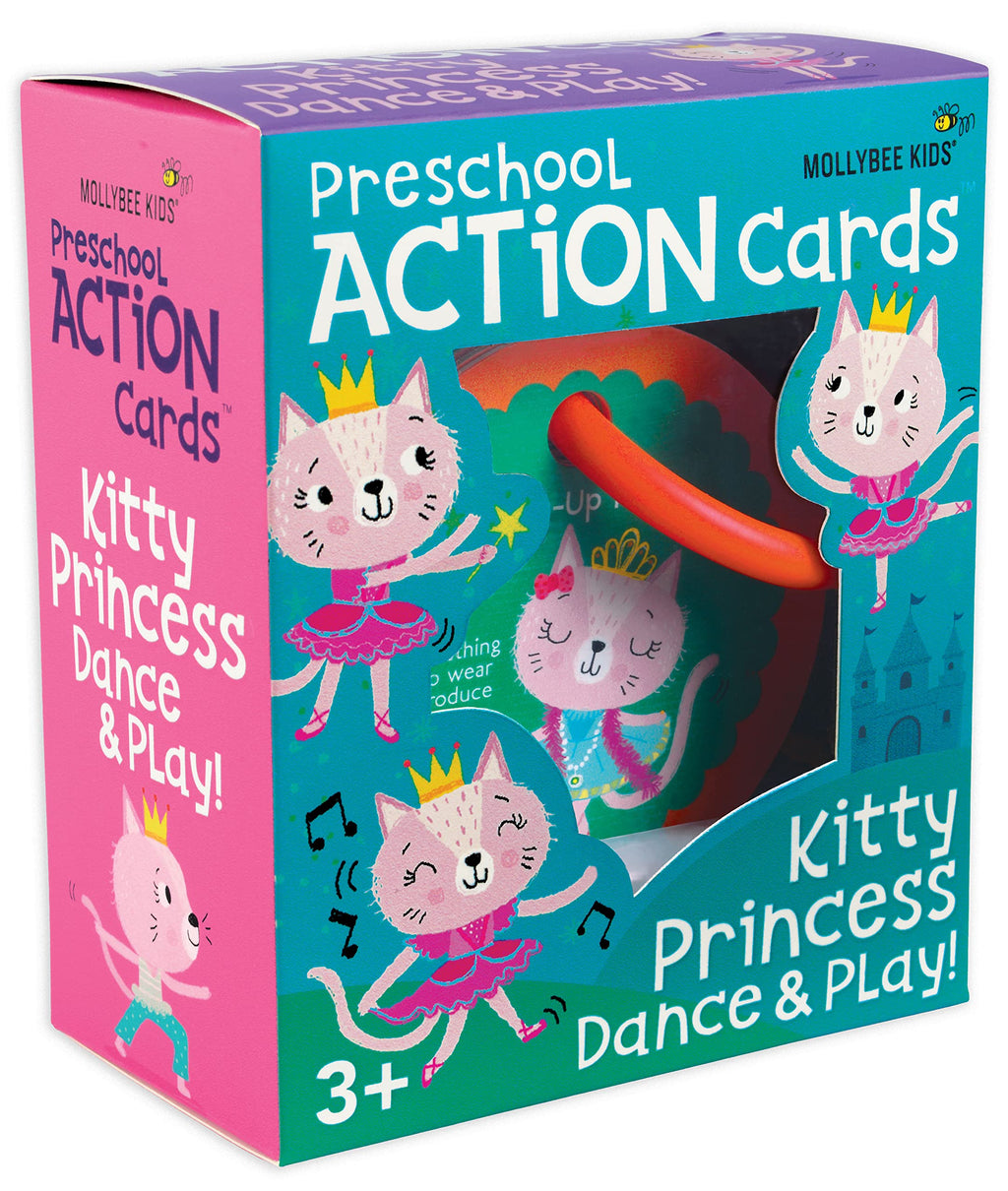 MOLLYBEE KIDS Preschool Action Cards Kitty Princess Dance and Play, 3,4 Year Old Girl Gifts