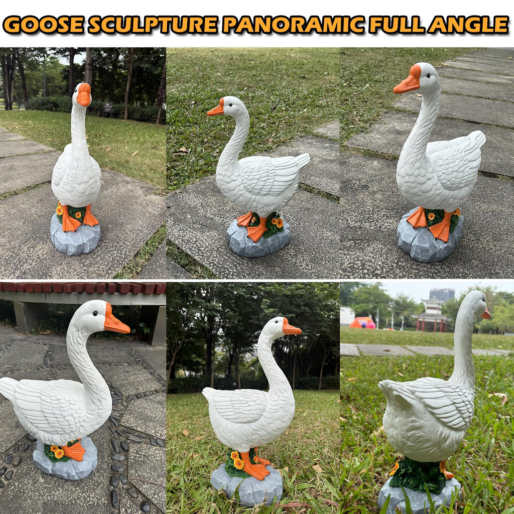 HISUMER Porch Goose Statue Large White Porch Goose Big Resin Garden Lawn Yard 20 inches High Figurine Duck Decorative Figurine for Patio, Entryway Accent Indoor Outdoor Garden Gift