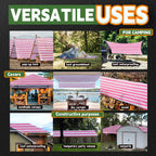 RAINDEWAY Tarps 6x10 Feet,12 Mil Sunshade Striped Tarp Waterproof,Multipurpose Poly Tarp Cover with Grommets and Reinforced Edges,Red/White Tarps