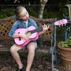 MasterPlay Kids Guitar, 30” Beginner Classical Wood Guitar For Learners, With starter kit, Bag, Strap, Tuner, Pick, Extra String, Cleaning cloth, Christmas, Birthday Gift for Girls Ages 5-12, Pink