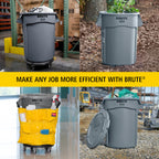 Rubbermaid Commercial Products BRUTE Heavy-Duty Round Trash/Garbage Can with Venting Channels, 32-Gallon, Gray, Wastebasket for Home/Garage/Bathroom/Outdoor/Driveway