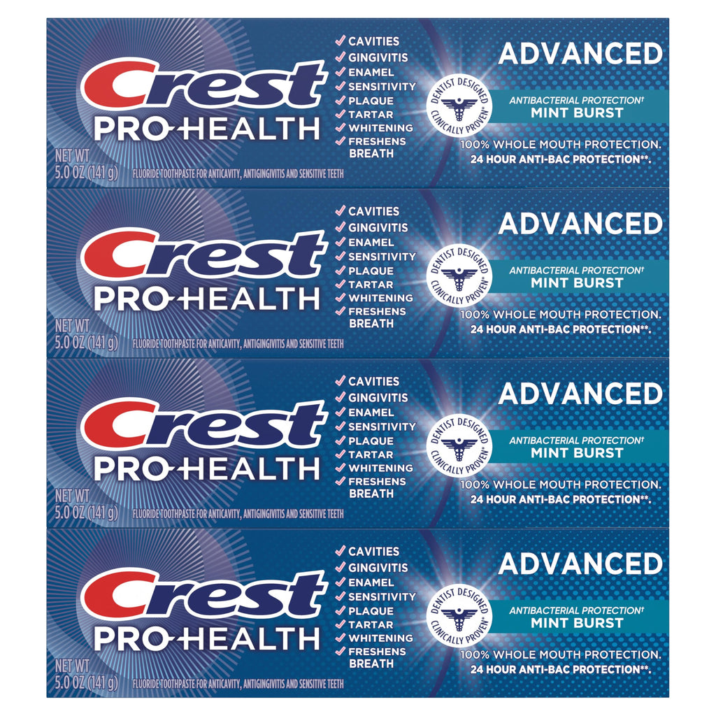 Crest Pro-Health Advanced Antibacterial Protection Toothpaste,5 oz 4 Pack, Teeth Whitening for adults, Breath Freshener, for Sensitive Teeth, Gum Health, Gingivitis toothpaste, Travel Size Toiletries