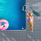 Tondiamo Pool Mat Non Slip Drainage Mats Swimming Pool Floor Deck Mats Rugs PVC Splash Mesh Hollow Doormat Roll for Outdoor Indoor Patio Restaurant Garage Kitchen Bathroom Safety(3 x 10 ft,Grey)