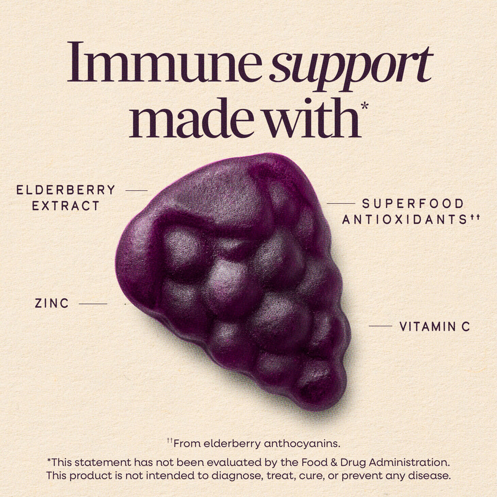 Nature's Way Sambucus Kids Elderberry Immune Gummies with Black Elderberry Extract, Daily Immune Support Gummy with Vitamin C and Zinc for Children Ages 2+*, 60 Gummies