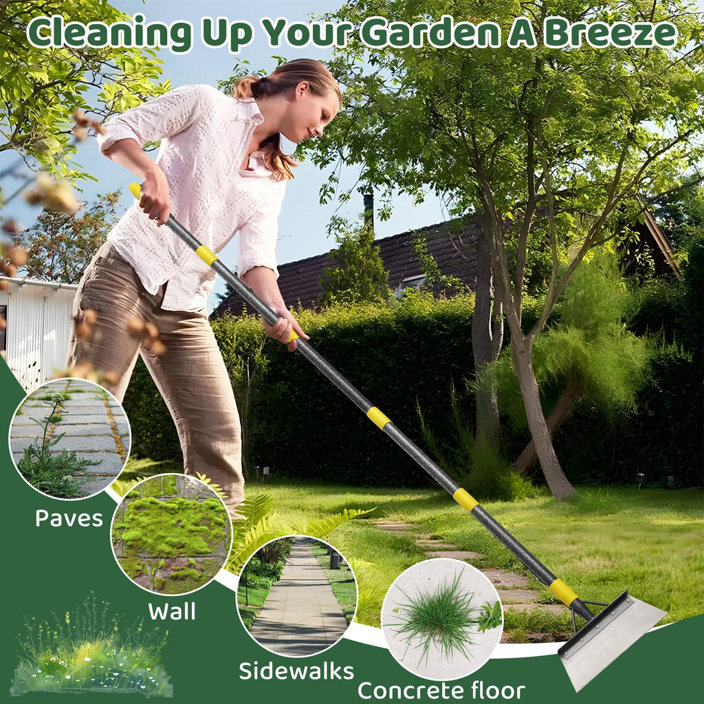 Garden Flat Shovel - Floor Scraper, 60" Multifunctional Garden Cleaning Shovels, Heavy Duty Floor Scrapers Long Handle,Metal Weeding Scraper for Lawn Edging, Snow Ice Removal,Snow Ice Scraper