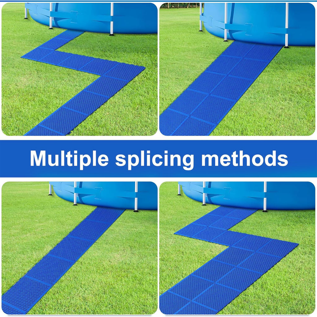 16 Pcs Modular Interlocking Cushion- 10.3" x 10.3" Splicing Above Ground Pool Floor Protectors- Non-Slip Pools Spas Floor Mat Pathways from the Pool to the Porch