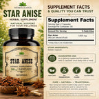 HERBALICIOUS Star Anise Supplement – Organic (Illicium verum) – 100 Capsules – 1000mg – No Fillers, No Preservatives – Immune & Antioxidant Support