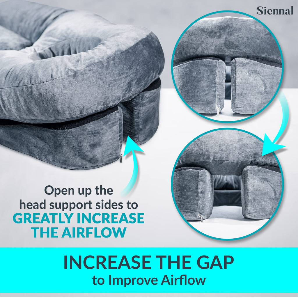 Siennal Face Down Pillow for Sleeping - for BBL or Eye Surgery Recovery - Prone Pillow for Vitrectomy, Retinal Surgery or Home Massages - CertiPUR-US® Certified Shredded Memory Foam
