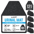 Urinal Mats (12 Pack) - High Absorbent Mats for Men's Restrooms - Mat Man. Large, Black, 12 PCS