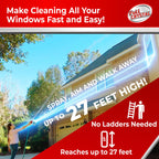 Full Crystal Window Cleaning Kit – 8 oz Glass Cleaner and Bottle with 27 ft Reach, Each 4 oz Bag Makes Up to 640 fl oz, Cleans Up to 40 Windows, Scrub-Free, Rinse-Free