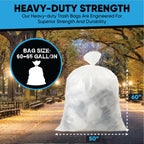 60-65 Gallon Clear Trash Bags | 50 Count | Large Clear Plastic Bags for Recycling, Garbage, and Commercial Use – Fits 60 Gallon and 65 Gallon Cans