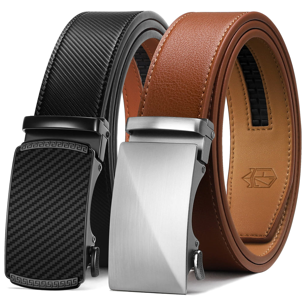 Zitahli Leather Ratchet Belt for Men - 2 Pack Mens belt,Customizable Fit